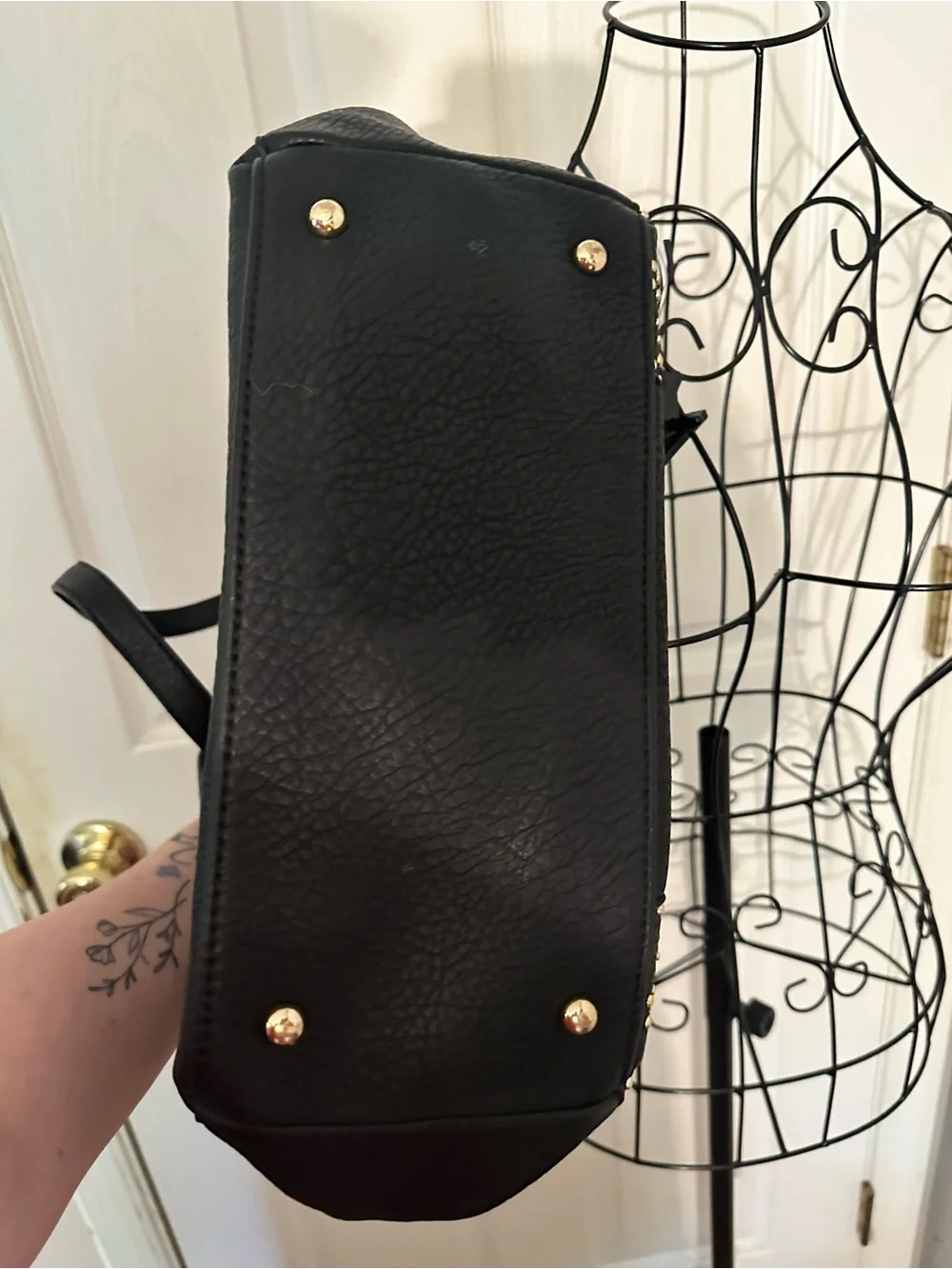 Enzo Angiolini Black Leather Shoulder Bag W/ Studded accents. Hard To Find